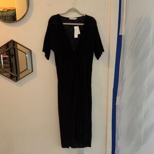 All in Favor Black Midi Dress